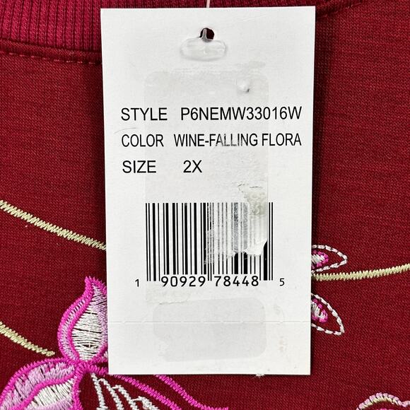 Farmers Market By OneWorld Floral Embroidered Boho Shirt Womens Plus Size 2X - Picture 7 of 8